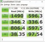  ??  ?? Crystaldis­kmark 5.5.0 performanc­e results on a Microsoft Surface Book before being patched for Meltdown and Spectre.