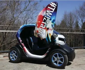  ??  ?? Renault’s electric Twizy has its speed capped at a maximum of 40 km/h and has a range of 100 kilometres.