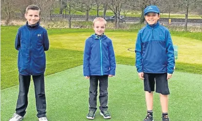  ?? ?? Young Masters Stirling GC Academy players Michael Oates, Cameron Lamb and Ethan White. Michael won the trophy with a score of 19 over the six academy holes.