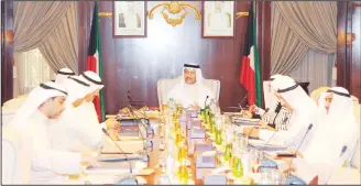  ??  ?? HH the Prime Minister Sheikh Jaber Al-Mubarak Al-Sabah chairs the Cabinet meeting.