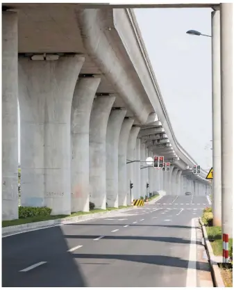  ?? P. WACK/CAPA/SYSTRA. ?? More than 450km of SYSTRA-developed U-shaped viaduct has been designed and built since 1992. The world’s longest metro line in Shanghai includes 45km of a highly cost-efficient, time-saving constructi­on solution, as pictured here.