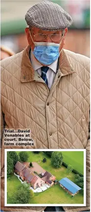  ?? Pictures: PA ?? Trial...David Venables at court. Below, farm complex