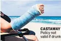  ??  ?? CASTAWAY Policy not valid if drunk