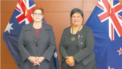  ?? Photo / Getty Images ?? Australia’s Marise Payne met NZ’S Nanaia Mahuta.