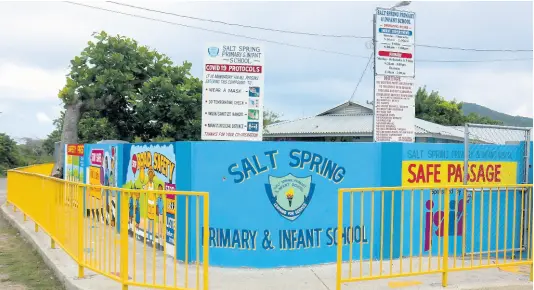  ?? ?? A section of the guard rails and sidewalk in the vicinity of the Salt Spring Primary School in St James as part of the Jamaica Social Investment Fund’s Salt Spring Safe Passage Project.