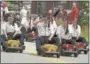  ?? MIDDLETOWN PRESS FILE PHOTO ?? The Sphinx Temple Motor Patrol make their way down Main Street during the Old Home Days Parade in East Hampton in 2002.
