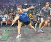  ?? PTI ?? Dipika Pallikal competes against Nicol David on Saturday.