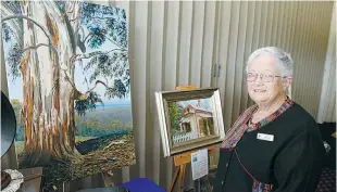  ??  ?? Trafalgar Probus Club member Liz Bowley exhibits some of her artwork