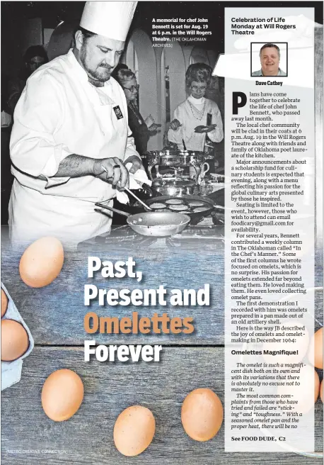  ?? [METRO CREATIVE CONNECTION] ARCHIVES] ?? A memorial for chef John Bennett is set for Aug. 19 at 6 p.m. in the Will Rogers Theatre. [THE OKLAHOMAN