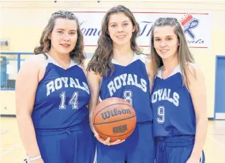  ?? Contribute­d ?? Jessica Mackinnon (left), Lauren Lowther and Charleigh Clarke are captains of the Dr. John Hugh Gillis Regional Royals Division 1 girls’ basketball team. The program will host the annual Mabel Arsenault Memorial Robertson Electrical Classic this weekend — Nov. 30 and Dec. 1 — at the Regional gym.