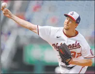  ?? Nick Wass The Associated Press ?? Las Vegas High and UNLV product Erick Fedde shut out the Dodgers on four hits and struck out six over six innings Wednesday as Washington won 1-0 at Nationals Park.