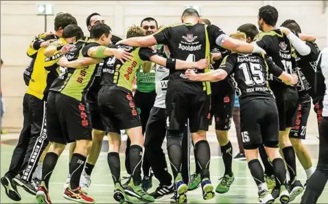  ??  ?? Auch nach dem heutigen Heimspiel gegen Aschersleb­en will der HSV Apolda wieder den Siegerkrei­s bilden. Foto: Hannsjörg Schumann