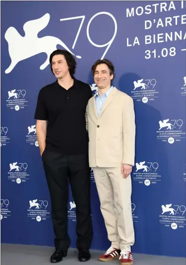  ?? VITTORIO ZUNINO CELOTTO — GETTY IMAGES ?? Adam Driver and director Noah Baumbach attend the photocall for “White Noise” at the 79th Venice Internatio­nal Film Festival on August 31, 2022 in Venice, Italy.
