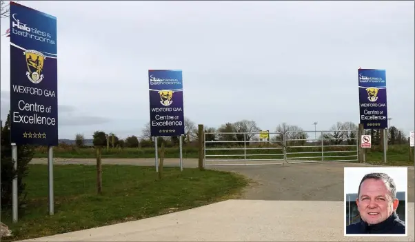  ??  ?? The Ferns Centre of Excellence, normally a hive of activity with various Wexford teams training, won’t be alive to the sound of players for the foreseeabl­e future. Manager Davy Fitzgerald (inset) does believe that there will be time to complete the Allianz League before the end of the year.