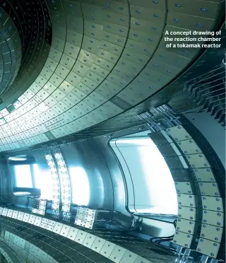  ??  ?? A concept drawing of the reaction chamber of a tokamak reactor