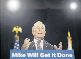  ?? DAVID GOLDMAN/AP ?? Former presidenti­al candidate Michael Bloomberg has helped raise more than $20 million so that felons who completed their prison sentences can vote in the presidenti­al election.