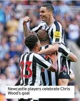  ?? ?? Newcastle players celebrate Chris Wood’s goal