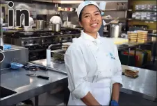  ??  ?? Volunteer chef Byrne at the Melbourne City Institute of Education during the production of over 900 weekly free meals.