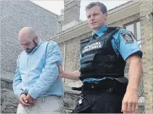  ?? TODD VANDONK PETERBOROU­GH THIS WEEK ?? Dennis Dew is led out of Superior Court of Justice on Monday after being sentenced to nine months in jail for inappropri­ately touching two of his former students while an archery instructor at Saugeen Shafts.