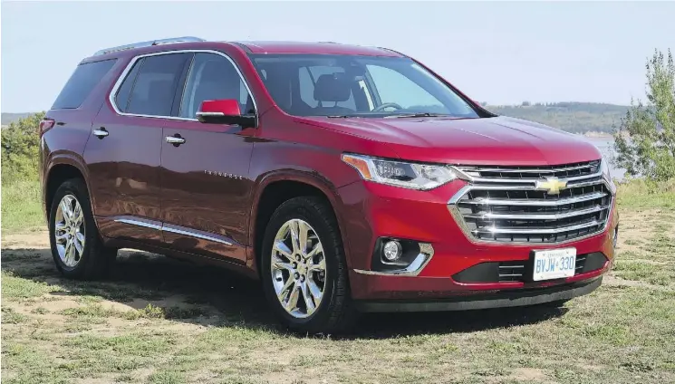  ?? PHOTOS: JIL MCINTOSH/DRIVING ?? The 2018 Chevrolet Traverse in High Country trim includes a sophistica­ted all-wheel system with torque vectoring, which gives it more stability on sharp curves.