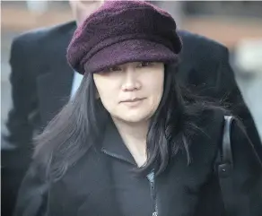  ?? DARRYL DYCK / THE CANADIAN PRESS FILES ?? Huawei chief financial officer Meng Wanzhou is out on bail and under partial house arrest after she was detained Dec. 1 in Vancouver at the behest of U.S. authoritie­s.