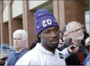  ?? SETH WENIG - THE ASSOCIATED PRESS ?? New York Giants’ Janoris Jenkins speaks to reporters before an NFL football training camp in East Rutherford, N.J., Tuesday, April 24, 2018.