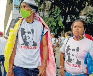  ?? Foto | EFE | LA PATRIA ?? En Venezuela han hecho desde marchas hasta conciertos para pedir la libertad de Saab.