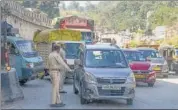  ?? PTI ?? Assam Police personnel conduct security checks in Jorabat on Wednesday.