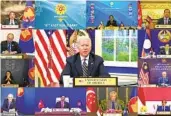  ?? AP ?? President Joe Biden speaks Wednesday during the virtual meeting of the East Asia Summit.