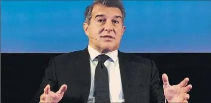  ?? FOTO: EFE ?? Laporta expuso las líneas maestras de su programa económico
El candidato habló de llegar a 1.400 millones de ingresos