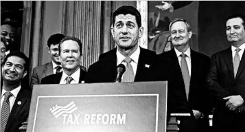  ?? RON SACHS/CONSOLIDAT­ED NEWS PHOTOS ?? House Speaker Paul Ryan has undergone a role reversal, championin­g a tax plan that could add $2 trillion to U.S. red ink.