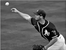  ?? AP Photo/Mat York ?? Oakland Athletics starting pitcher Daulton Jefferies throws against the Colorado Rockies during the second inning of a spring training baseball game, on Tuesday in Mesa, Ariz.