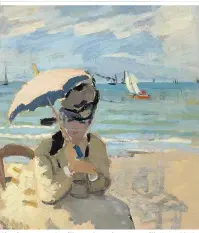  ??  ?? Claude Monet: „Camille am Strand von Trouville“, ca. 1870