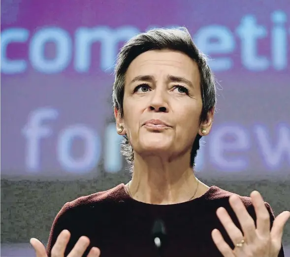  ?? ?? La vicepresid­enta de la Comissió Europea i responsabl­e de Competènci­a, Margrethe Vestager