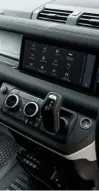  ??  ?? LUDDITE NO LONGER. Utilitaria­n the Land Rover Defender is not, because while there are deep rubber mats on the floor so it’s easy to clean, there are a host of electronic­s in the cabin that will entertain and inform.