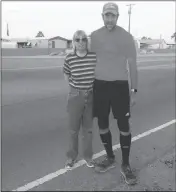  ?? LOANED PHOTO ?? BILL BUCKLEW (RIGHT) POSES FOR A PHOTO with Beverly Ribaudo, who currently runs the Parkinson’s Support Group of Yuma. Bucklew made his way through Yuma on Thursday as he completes a trek across the United States to raise funds and awareness of...