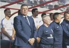  ??  ?? 0 Allardyce lords it in the dugout as England took on Slovakia in Trnava last month. His reign was to be short and sweet.
