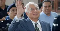  ??  ?? Malaysia’s former prime minister Najib Razak arrives for a court appearance at the Duta court complex in Kuala Lumpur. —