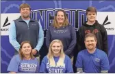  ?? Scott Herpst ?? Ringgold senior pitcher Kaylee Phillips signed her letter of intent to join the softball program at Gordon State College last week. On hand for the ceremony was Holli Knight, Allan Thomason, Ringgold head coach Daniel Hackett, Gordon State head coach Ally Hattermann and Hunter Thomason.