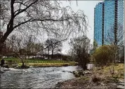  ?? John Breunig/Hearst Connecticu­t Media ?? Mill River Park with Park Tower Stamford in the background.