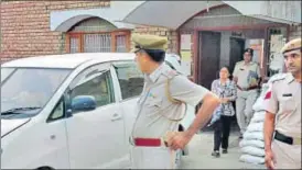  ?? HT PHOTO ?? Dera Sacha Sauda chairperso­n Vipassana at HUDA police station in Sirsa on Monday.