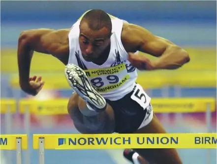  ??  ?? Colin Jackson when he was still competing in 2003, main; the former athlete says diet is the key to keeping in shape, top right