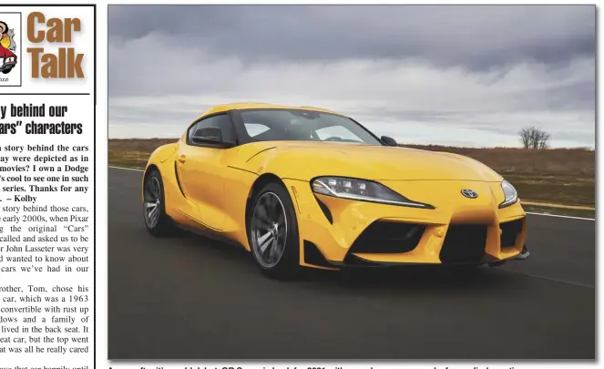  ??  ?? A year after it’s world debut, GR Supra is back for 2021 with more horsepower and a four-cylinder option.