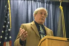  ?? Darrell Sapp/Post-Gazette ?? Robert A. Weimar, interim executive director of the PWSA, during a news conference held in Point Breeze in February.