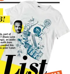  ??  ?? Thiruda, part of B.L.O.T (Basic Love of Things), an audiovisua­l outfit from Delhi, created this graphic print T-shirt