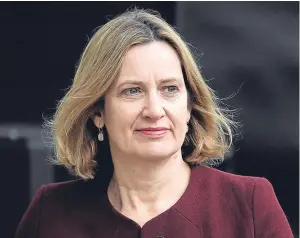  ?? PA ?? Victim of immigratio­n turf war: Amber Rudd, who resigned on Sunday.