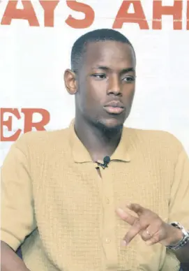  ?? (Photo: Joseph Wellington) ?? Micheal Ward speaking with a team of Jamaica Observer entertainm­ent reporters at a Monday Exchange held at the company’s Beechwood Avenue headquarte­rs in Kingston last year.