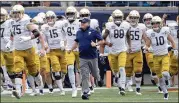  ?? AP 2019 ?? According to reports, the ACC and Notre Dame are considerin­g the option of having the Fighting Irish play the 2020 season as a member of the conference.