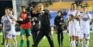  ?? ?? Good run: Michael Duff celebrates a third straight win on Saturday.