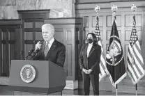  ?? Patrick Semansky / Associated Press ?? President Joe Biden speaks after meeting with leaders from Georgia’s Asian American and Pacific Islander community.